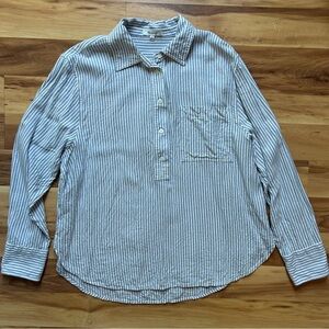 Madewell Drapey Long-Sleeve Popover Shirt in Stripe